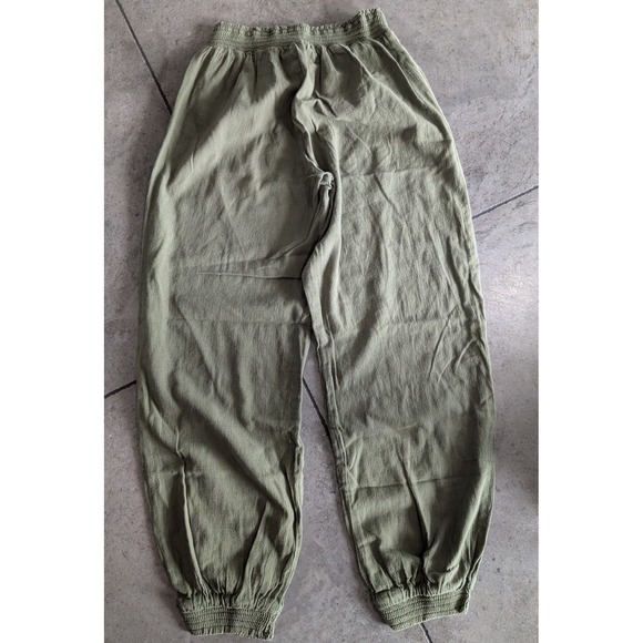 Aeropastle Women's Olive Green Jogger Pants Elastic Waist Cropped Size XS - Picture 2 of 7